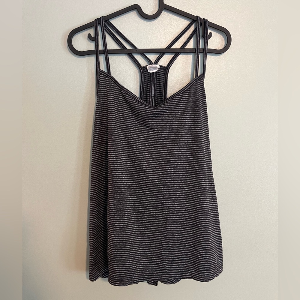 Double Strap Striped Athletic Tank Top